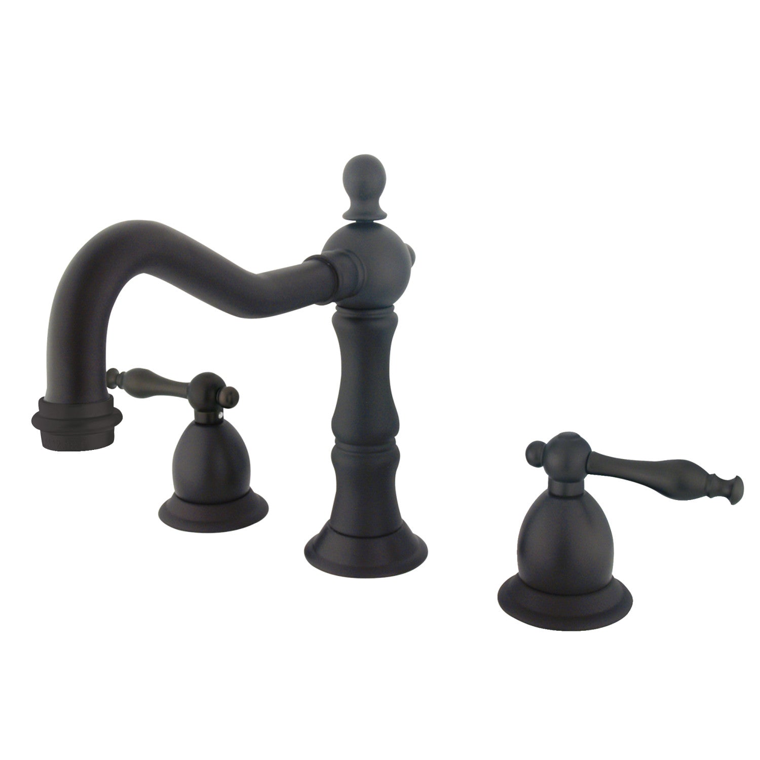 Kingston Heirloom KS1975NL - Heritage Two-Handle 3-Hole Deck Mount Widespread Bathroom Faucet with Brass Pop-Up, Oil Rubbed Bronze — image 1